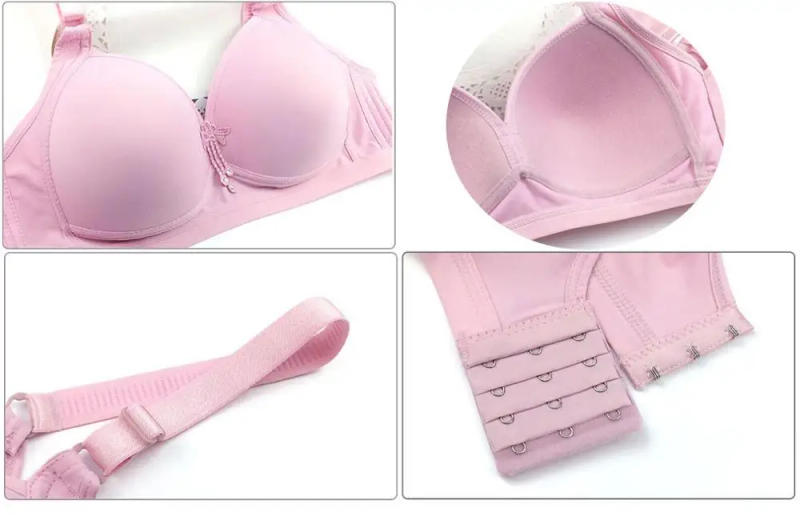 Description Picture 6 of item5 Colors French fashion Lavender black bra women wire free Big Bust 75 80 85 90 95 100 B C D cup bralette push up tops bh C07