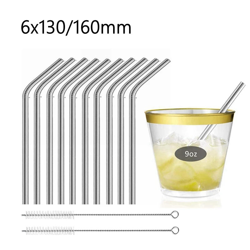 Description Picture 2 of item10 Pack Reusable Metal Straws 5 Inch Short Drinking Cocktails Straw 304 Stainless Steel Kids Drinking Straw for Kid Travel Bar