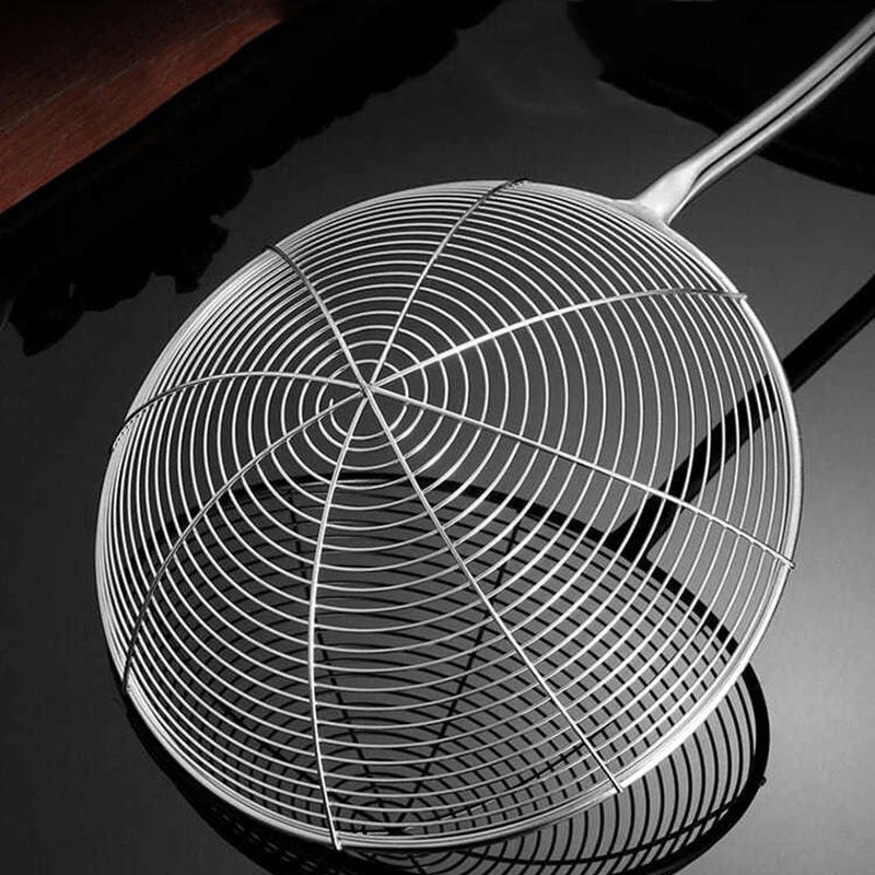 Description Picture 6 of item304 Stainless Steel Spider Wire Strainer for Cooking & Frying, Colander Ladle Skimmer with Wooden Handle - Kitchen Tools