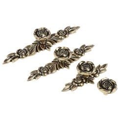 European-style Furniture Handles Wardrobe Drawer Knobs Kitchen Cabinet Door Pull Retro Classical Bronze Rose Flower Shape