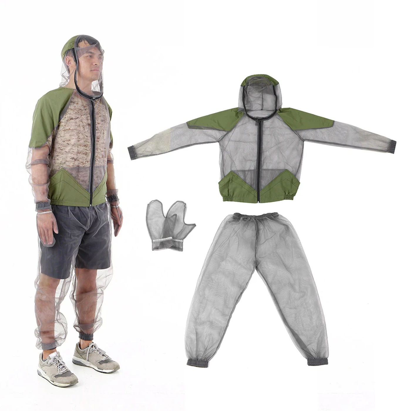 Description Picture 4 of itemOutdoor Mosquito Repellent Suit Mesh Hooded Suits Fishing Hunting Camping Clothes Insect Protective Mesh Shirt Gloves Pants Set