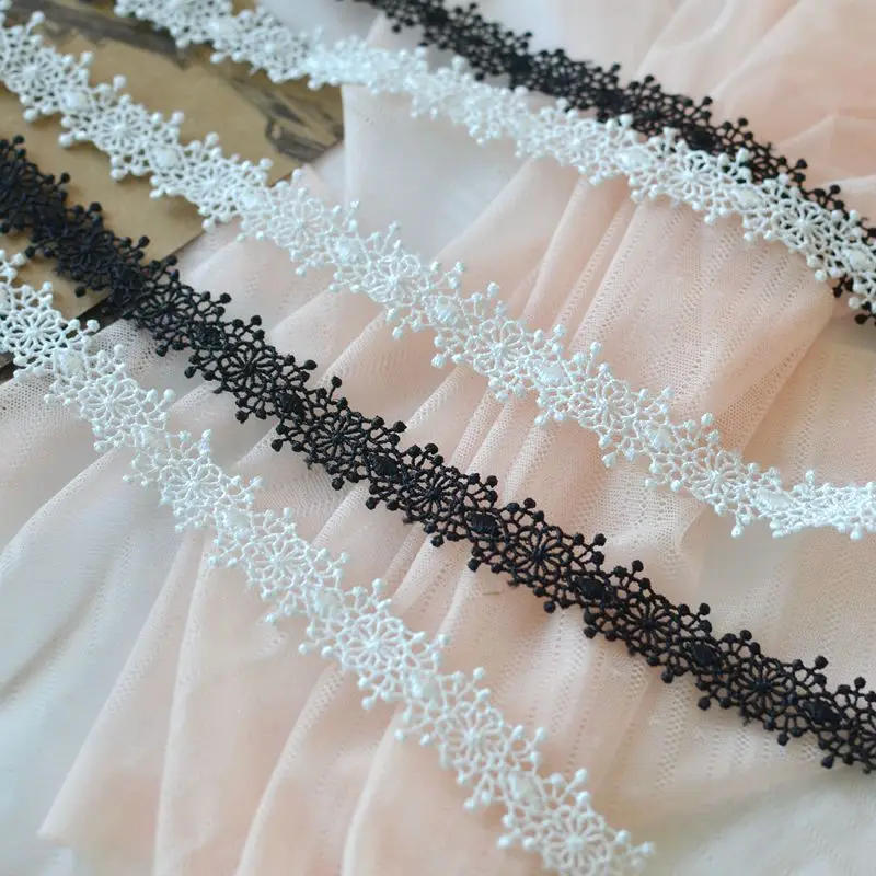 Description Picture 4 of item1.8CM Wide Exquisite White Black Cotton Polyester Lace Appliques Dress Collar Trim Fringe Ribbon DIY Sewing Apparel Accessories