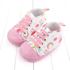 Baby Boys Girls Soft-soled Toddler Infant First Walkers Cartoon Canvas Pattern Casual Sneaker Shoes Lace-up Shoe New Arrival