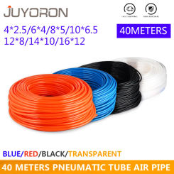 40meters Pneumatic Air Hose PU OD 4/6/8/10/12/14/16mm ID 2.5/4.5/6.5/8/10/12mm Black Transparent Red Blue Air Tubing Pipe
