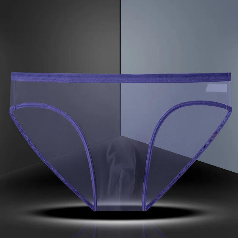 Description Picture 5 of itemTransparent Underwear Hot Man Pants Ultra-thin Perspective Mid-rise Male Mesh Slips Homme Panties Plus Size