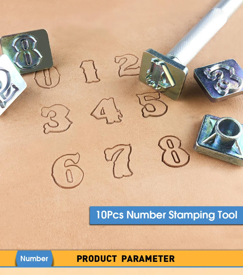 Description Picture 2 of itemOWDEN 10 Pcs 3/4" Professional Number Stamping Tool Kit for Leathercraft Figure Stamping Set