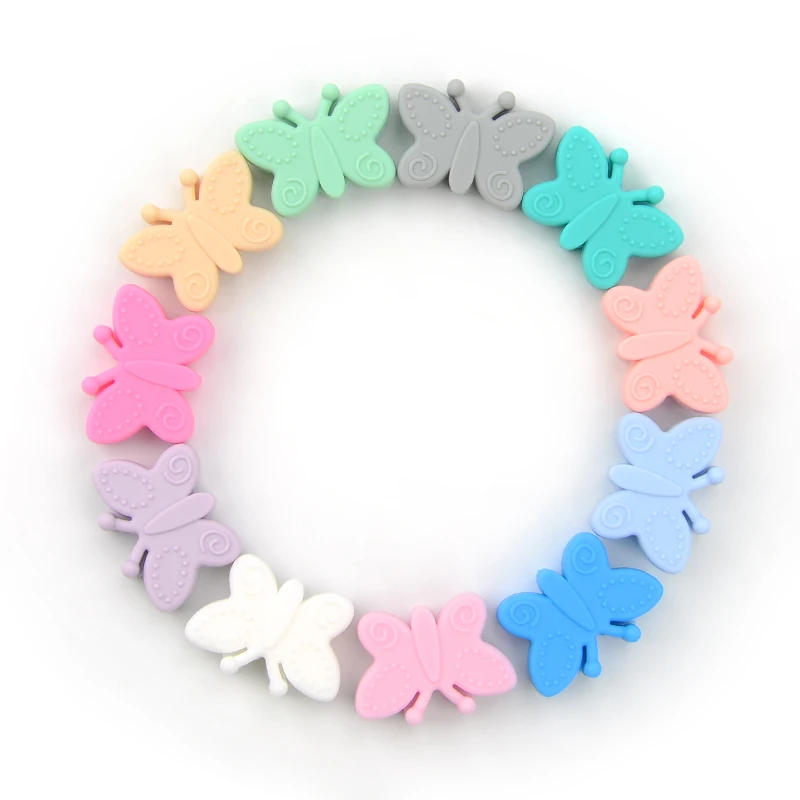 Description Picture 3 of itemLOFCA 5PCS Butterfly Beads Silicone BPA Free Baby Teether Accessories For Teething Necklace Pacifier Clip DIY Nusring Gift Chew