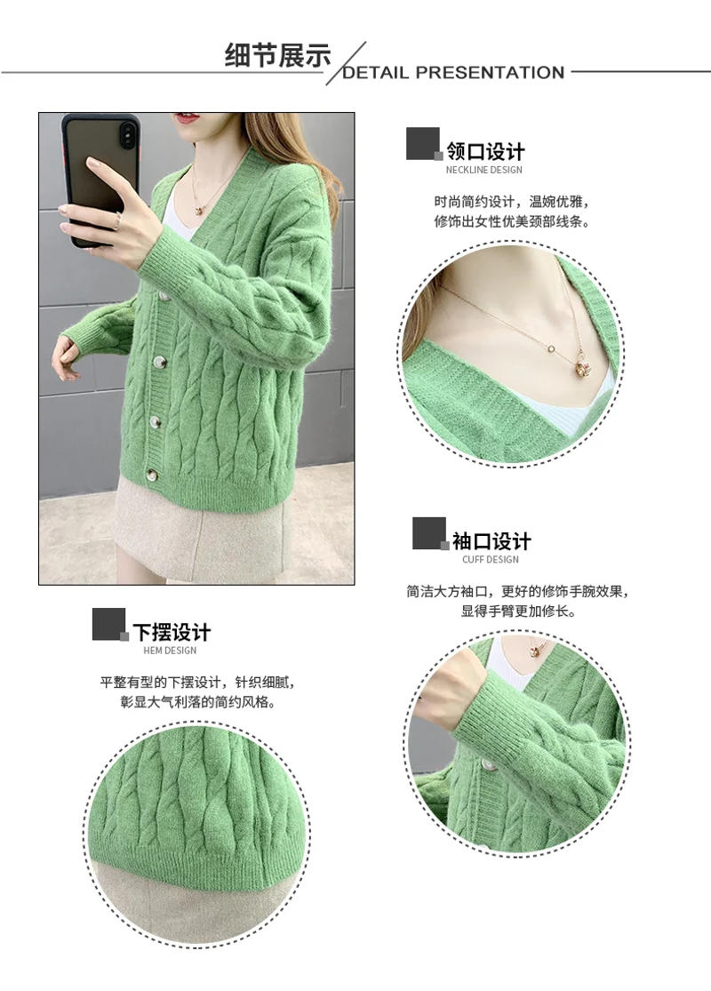 Description Picture 4 of itemWomen's Knitted Cardigan Sweater Loose Fashion New Autumn And Winter Western Style Casual Jacket Coat Women