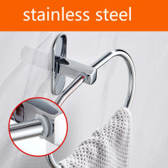 Punch-free Bathroom Towel Holder Stainless Steel Towel Ring Holder Hanger Wall-Mounted Round Home Hotel Bathroom Accessory