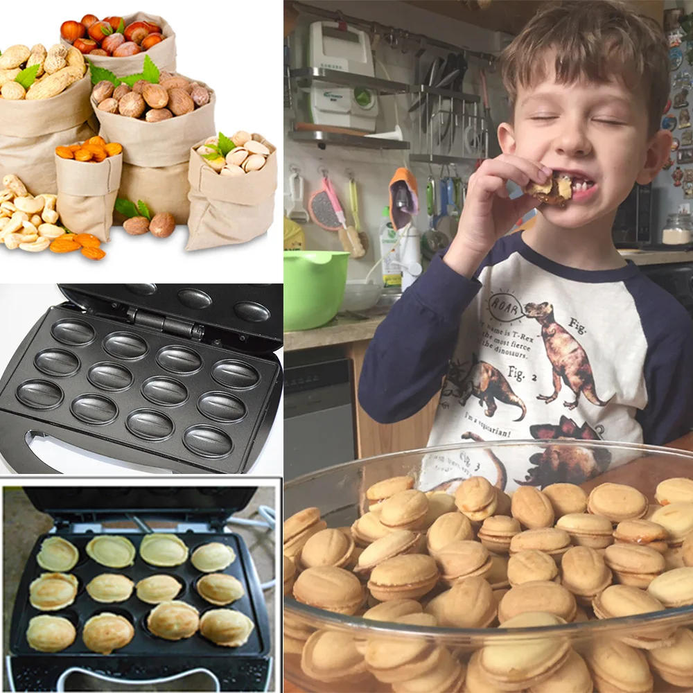 Description Picture 6 of itemMini Electric Walnut Cake Maker Automatic Nut Waffle Bread Machine Sandwich Iron Toaster Baking Breakfast Pan Oven