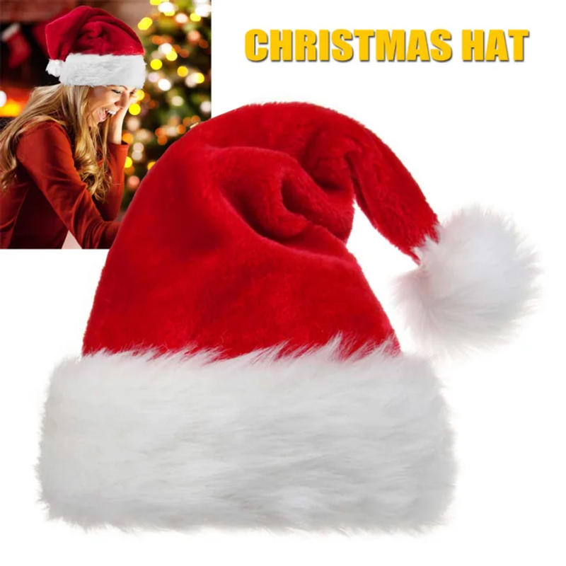 Description Picture 4 of itemHigh Quality Christmas Santa Claus Red Hats Caps Thicken For Adult And Children Xmas Decor New Year's Gifts Home Party Supplies
