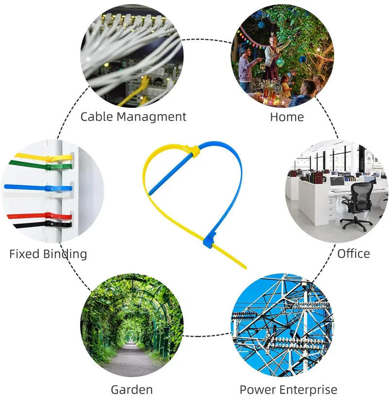 Description Picture 2 of itemSelf-locking Plastic Nylon Tie 100 PCS Black and White Cable Tie Fastening Ring Cable Tie Zip Wraps Strap Nylon Cable Tie 3*200