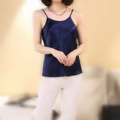 Women's 100% Real Silk Satin Silk Camisole Top Vest Sleepwear Spaghetti Straps M L XL 2XL 3095
