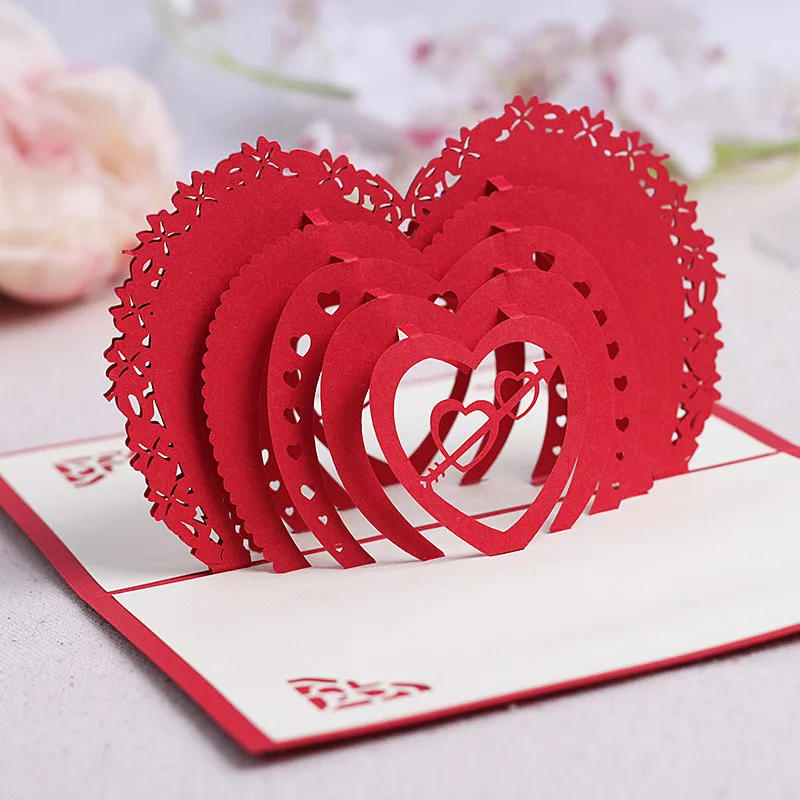 Description Picture 6 of item3D Pop UP Cards Valentines Day Gift Postcard with Envelope Stickers Cherry Tree Wedding & Engagement Invitation Greeting Cards
