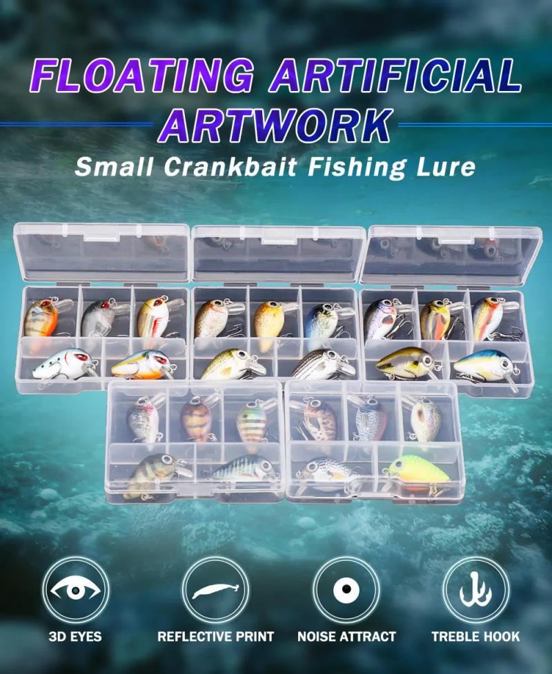 Description Picture 3 of itemGOBASS 5pcs Mini Fish Bass Fishing Lure Set 3cm 1.5g Mini Artificial Baits Topwater Crank Wobblers For Pike Crankbaits Fishing