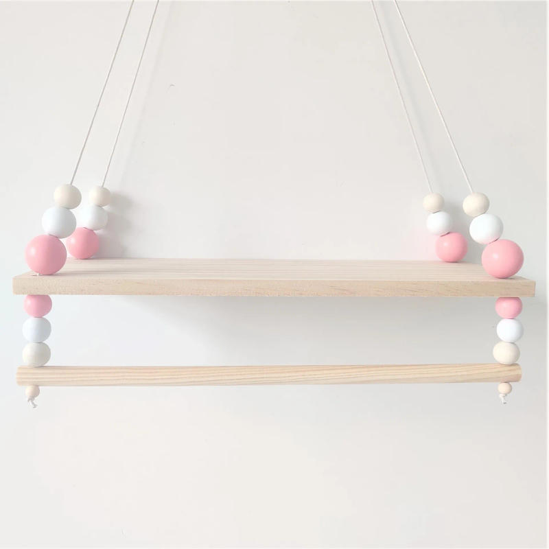 Description Picture 4 of itemNordic Style Handmade Kindergarten Decorative Wall Shelf Girl Clothes Storage Rack Children's Room Hanging Beads