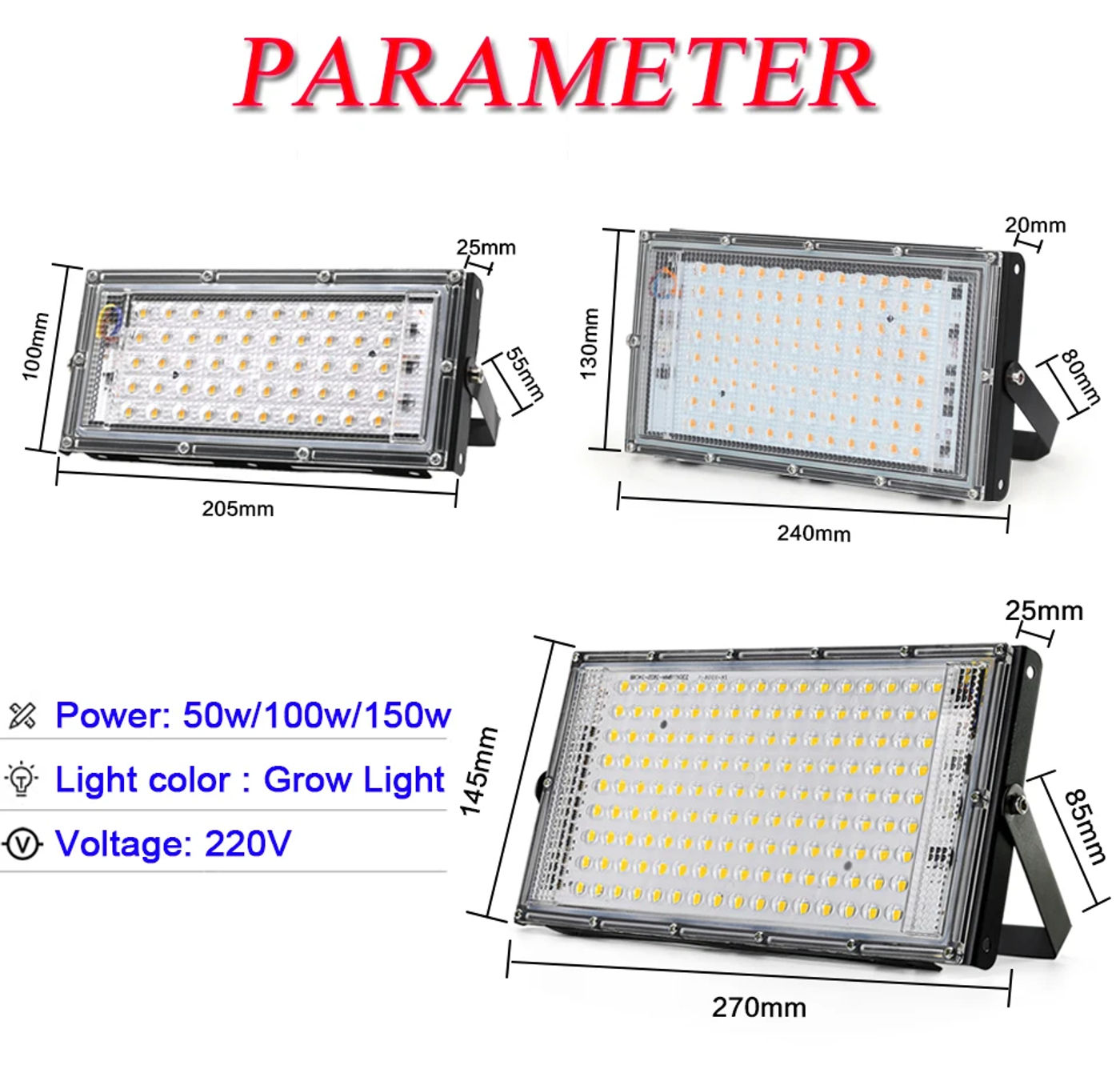 Description Picture 3 of itemOutdoor LED Flood Light 50W 100W 150W 220V Waterproof Floodlight Indoor LED Spot Light Exterior Street Lamps Landscape Spotlight