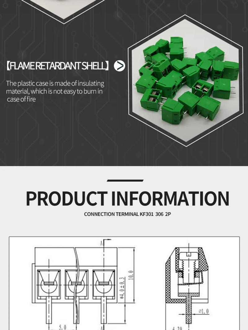 Description Picture 5 of item20pcs KF301-2P 3P Splicing, screw type PCB spacing 5.0 connector terminals, terminal kf301 Red, blue, green, black