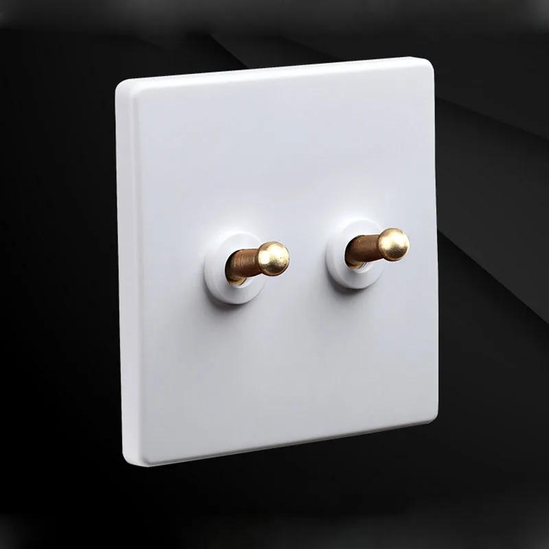 Description Picture 3 of itemWall Light 1-3 Gang 2 Way Toggle Switch Brass Lever White Matte Panel For Living Room