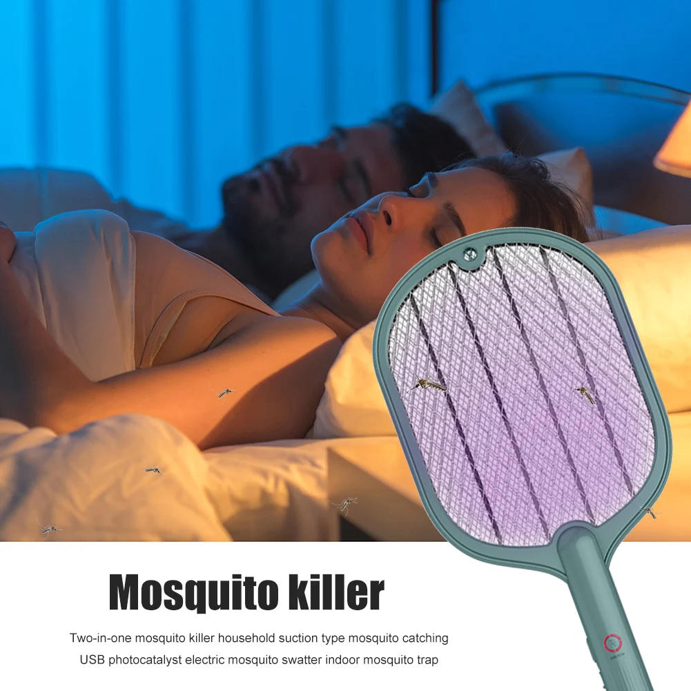 Description Picture 5 of item2 in 1 Electric Insect Racket Swatter USB Rechargeable Led Light Hand-Held Mosquito Killer Fly Bug Zapper Trap mosquito swatter