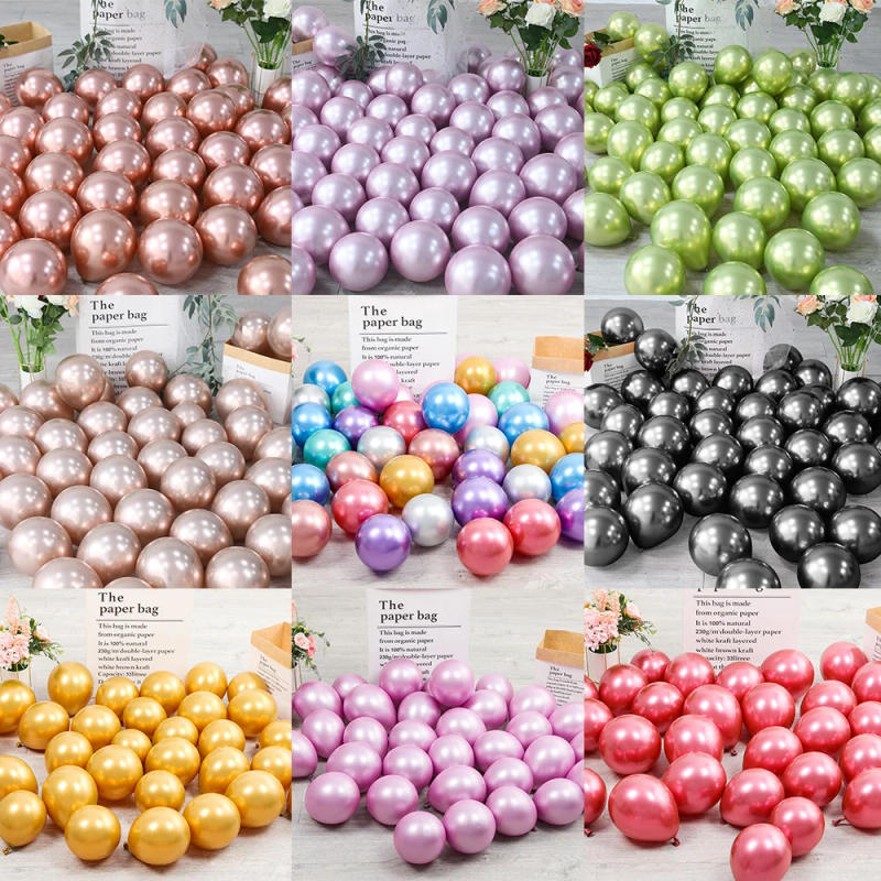 Description Picture 2 of item25/50pcs 5 Inch Balloons Chrome Champagne Rose Gold Lilac Black Metallic Globos Wedding Birthday Party Decorations Baby Shower