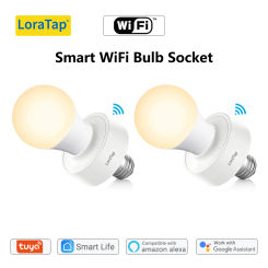 LoraTap Tuya Smart WiFi Light Socket Lamp Holder for Led Bulb E27 E26 Google Home Echo Alexa Voice Remote Control ON OFF