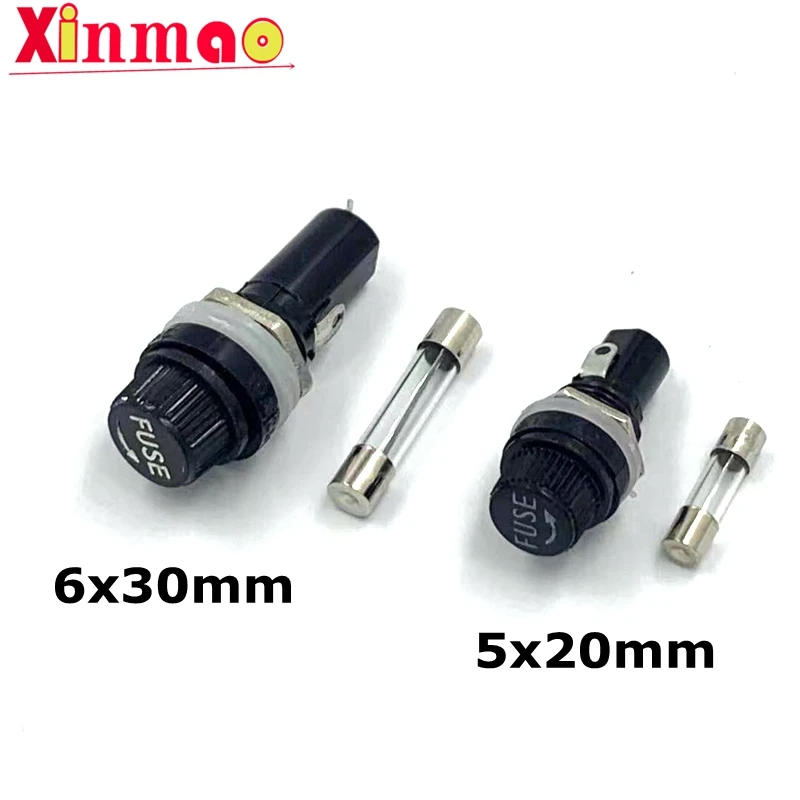Description Picture 4 of item1set 5*20/6*30mm Fuse + Holders 5X20 6x30 Black Insurance Tube Socket Fuse Holder For Insurance Panel Mount Fuse Holder