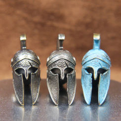 Brass Ancient Greece Spartan Warrior Scar Helmet Umbrella Rope Knife Bead Jewelry DIY Paracord Keyring Lanyard Pendant Accessory