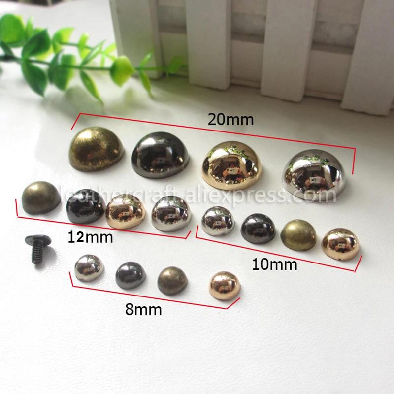 Description Picture 4 of item10pcs Dome Rivet Screw Round Head Studs Punk Spots Garment Leather Craft Belt Wallet Decoration Parts 8/10/12/20mm