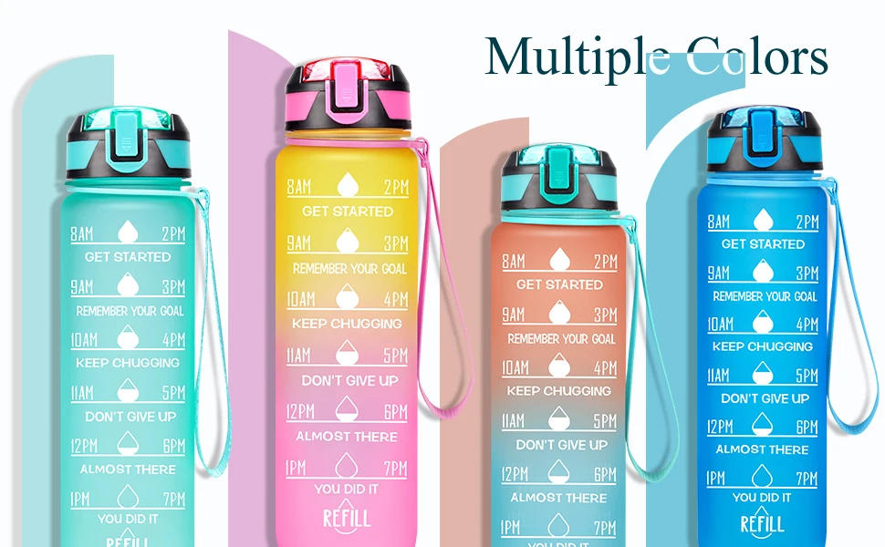 Description Picture 6 of item1Liter Portable Water Bottle with Straw Motivational Sports Water Bottle Leakproof Bottles Drinking Outdoor Travel Fitness Jugs