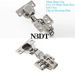 2Pcs Hydraulic Soft-close Clip On Cupboard Cabinet Door Hinge 40mm Cup Fit to18-30mm Thick Door