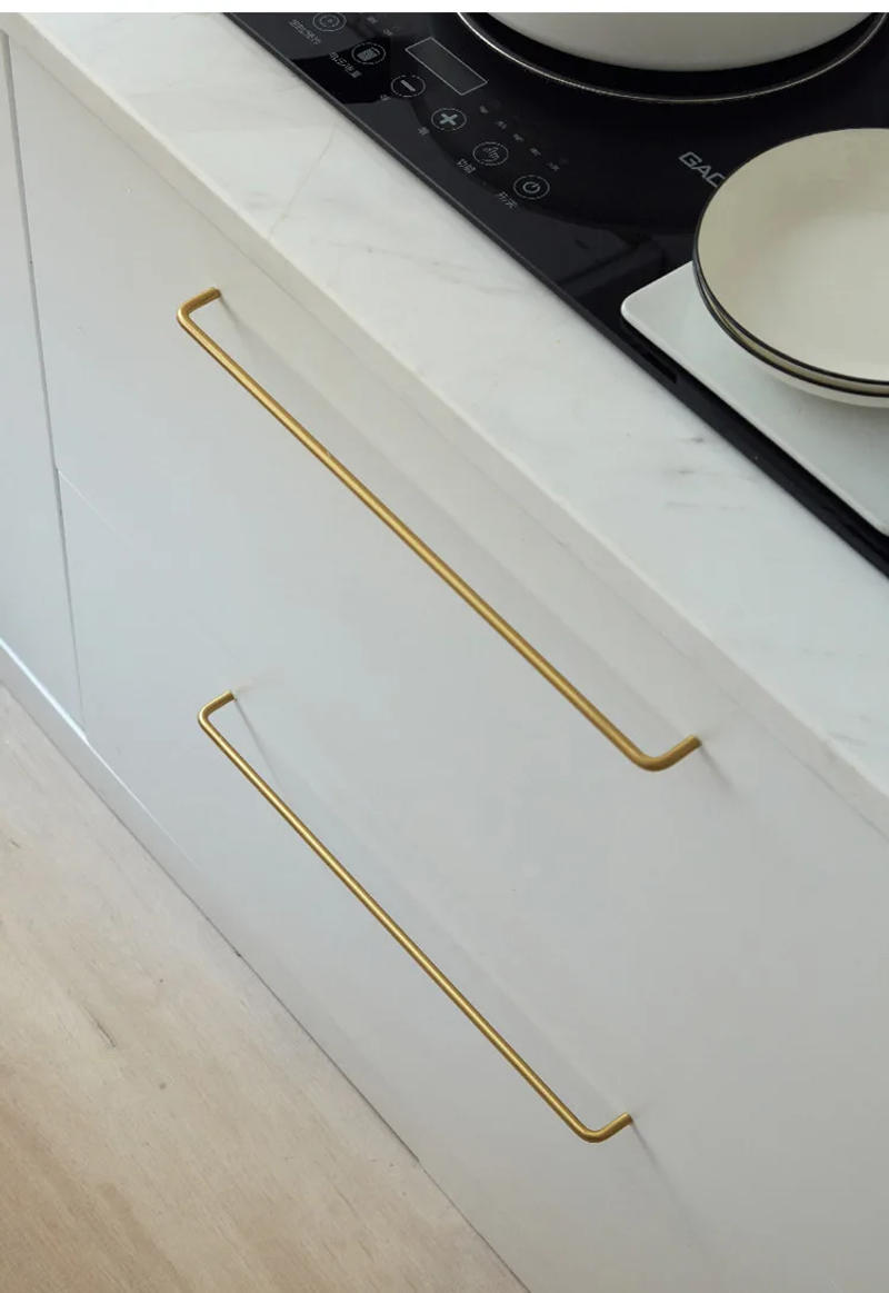 Description Picture 5 of itemLight Luxury Simple Brass Long Furniture Handles Wardrobe Kitchen Drawer Pulls Nordic Copper Cupboard Cabinet Handles Hardware