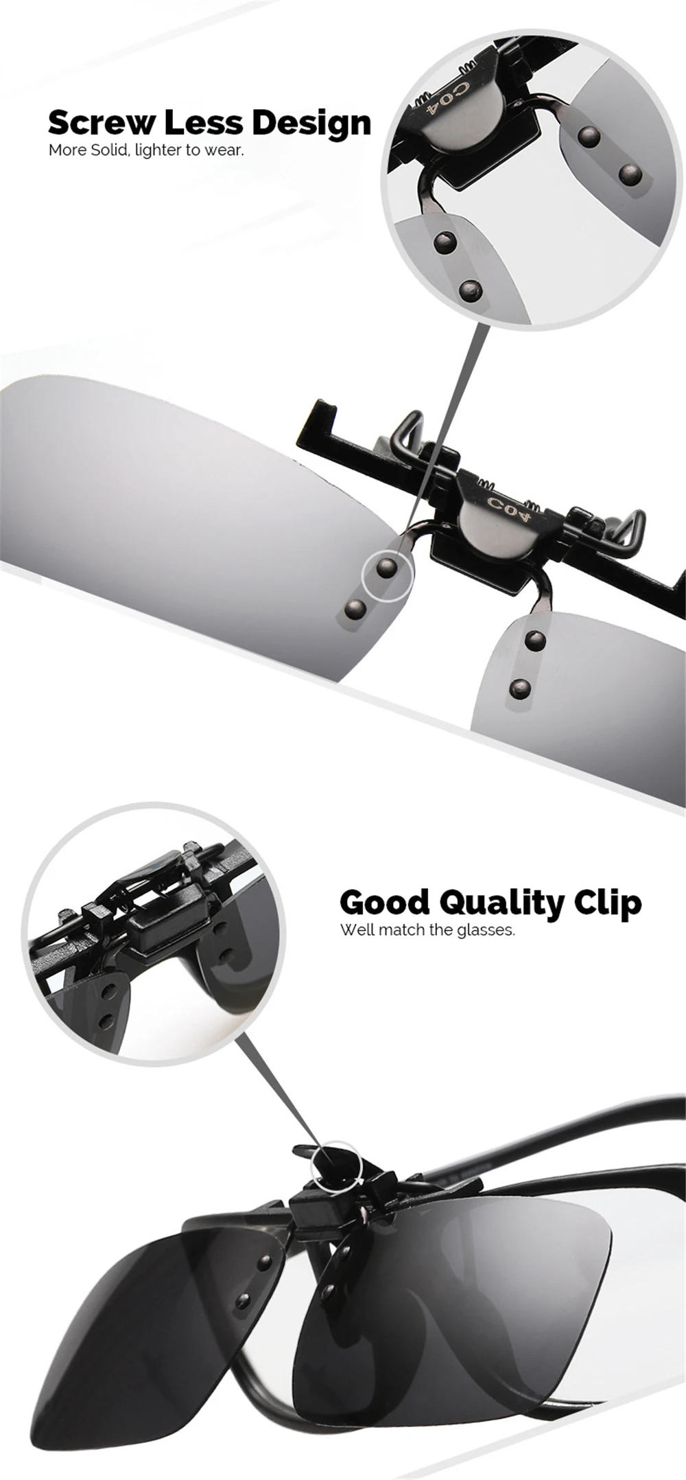 Description Picture 6 of itemMen Polarized Flip up Clip on Fishing Sunglasses for Driving 2025 Night Vision Yellow Women Square Sun Glasses with Clips