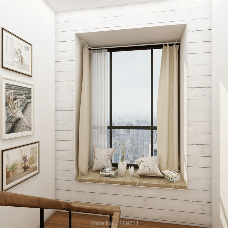 Description Picture 5 of itemClassic White Gray Wood Paper  Self-Adhesive Removable Wood Peel and Stick Wallpaper Decorative Stick for Living Room Decoration