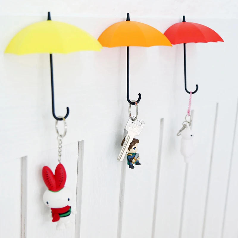 Description Picture 5 of item3Pcs/lot Umbrella Shape Cute Self Adhesive Wall Door Hook Hanger Bag Keys Bathroom Kitchen Sticky Holder Home Supply