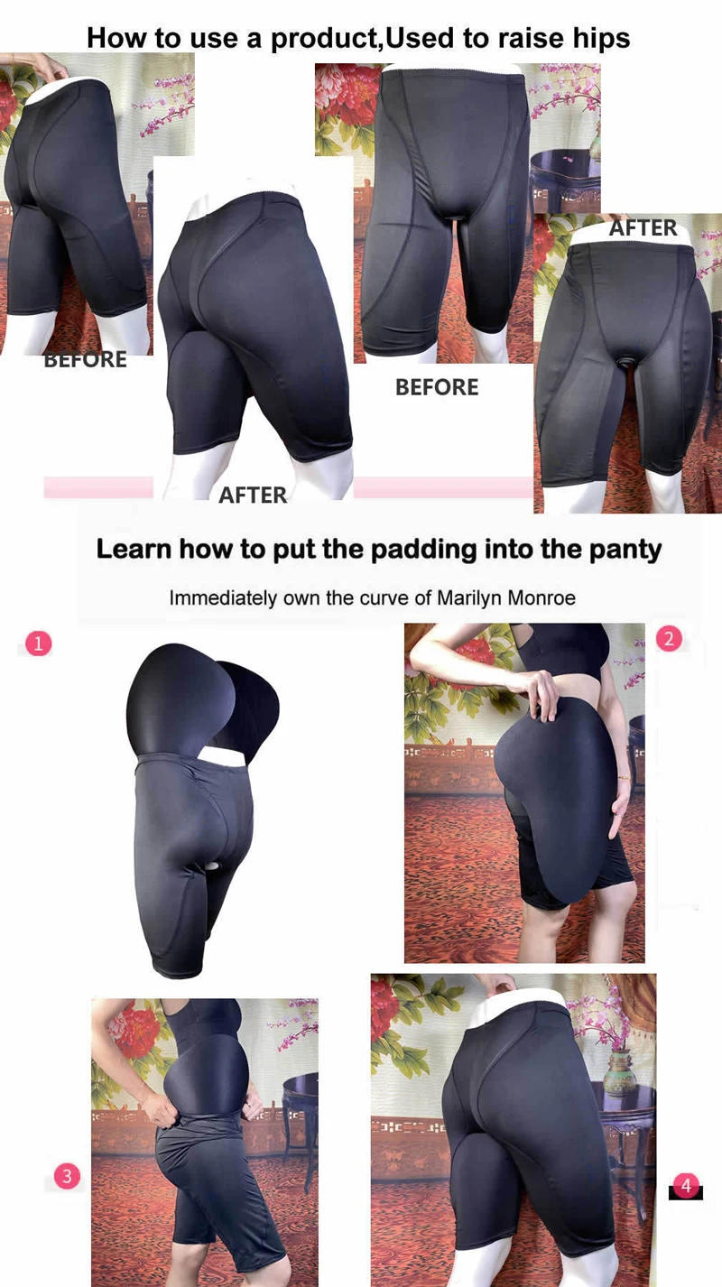 Description Picture 3 of itemBooty Gains Butt Lifter Padded Panties Shapewear for Women Low Waist Hip Enhancer Shorts Cross-dresser Fake Ass Big Buttock Pads