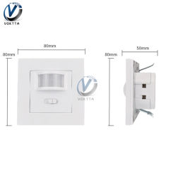 LED PIR Motion Sensor Switch Recessed IR Infrared Auto Control ON/Off Wall Switch Adjustable Time Delay Switch for Home