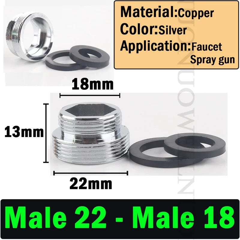 Description Picture 6 of item2pcs/Lot M22 to M20 M18 M28 Thread Stainless Steel Connector Faucet  Joints Water Purifier Accessory Kitchen Water Tap Adapter
