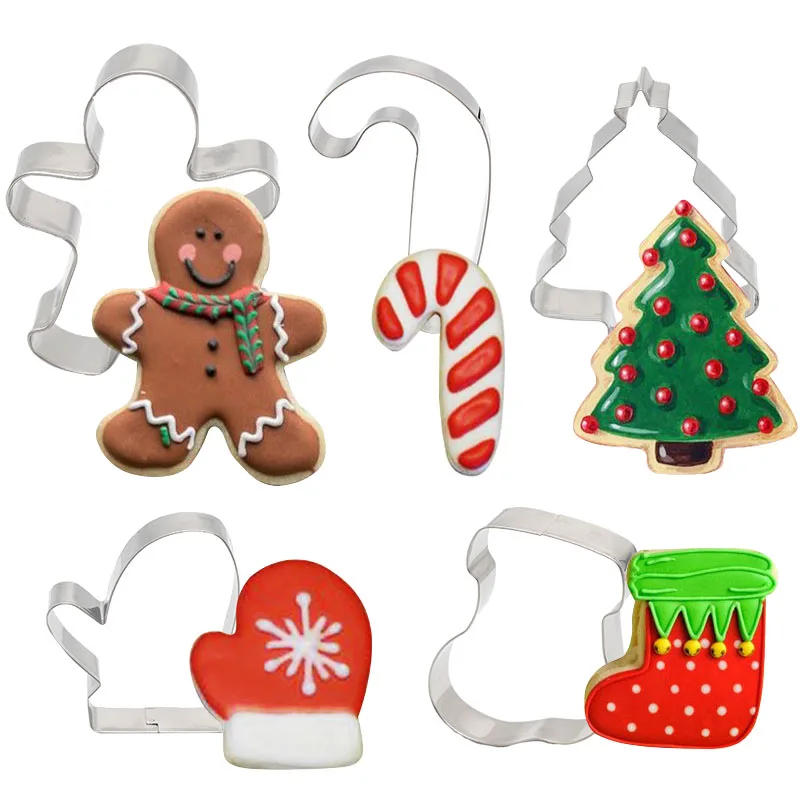 Description Picture 3 of item5Pcs/set Christmas Cookie Cutter Gingerbread Xmas Tree Mold Christmas Cake Decoration Tool Navidad Gift DIY Baking Biscuit Mould