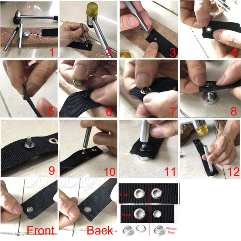 Description Picture 6 of item100sets Metal Eyelet Grommet Punch Installer Tool Set for Belt Clothes Canvas Curtains Shoes Tent 2mm 3mm 4mm 5mm 10mm 12mm 17mm