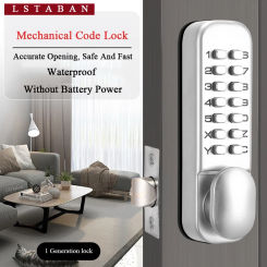 LSTABAN Mechanical Digital Push Button Keyless Code Door Lock Combination Hardware Set Waterproof and Rustproof Dropshipping