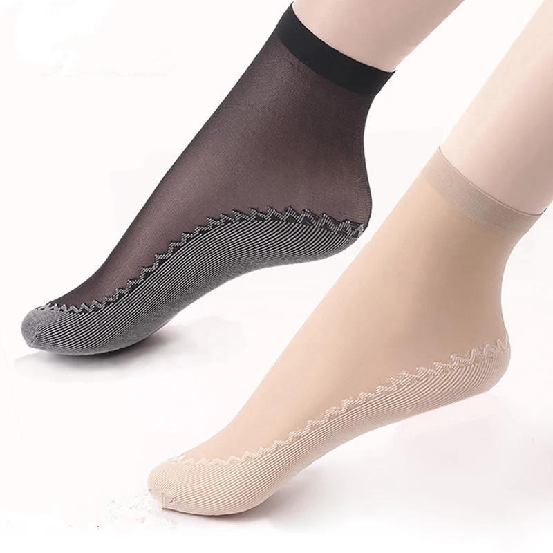 Description Picture 4 of itemSummer Soft Silk Socks Women Cotton Breathable Bottom Non-Slip Transparent Thin Socks Ladies Short Sock Nylon Slippers Sock