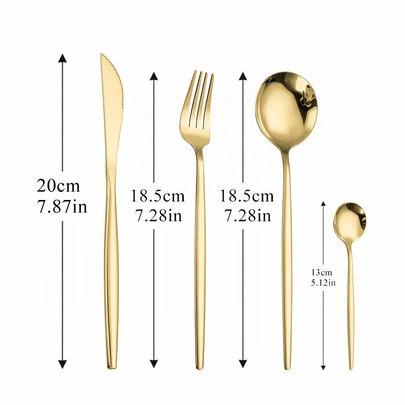 Description Picture 4 of itemGold Cutlery Tableware 24 Piece Knife Fork Spoon Set Polishing Stainless Steel Flatware Forks    Dinnerware s
