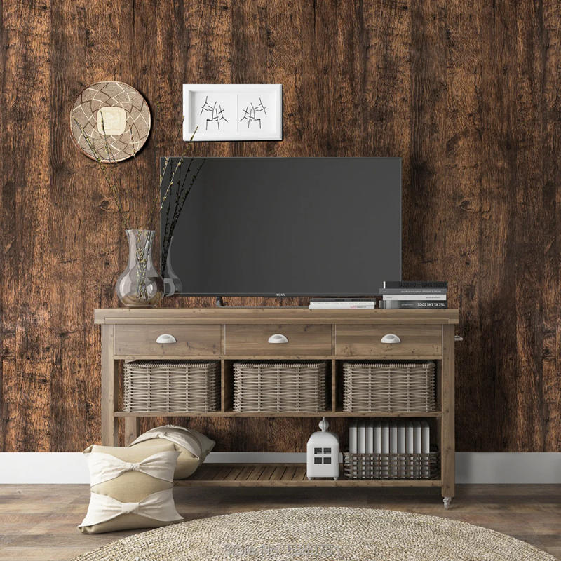 Description Picture 4 of itemSelf Adhesive Vintage Distressed Wood Grain Wallpaper, Brown Peel and Stick Renovated Paper