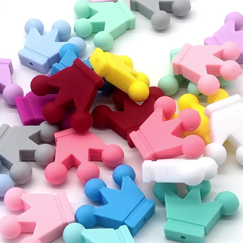Description Picture 4 of itemCute-idea Small Crown Silicone Beads 20pcs Baby Teething Toys Food Grade Silicone Baby Teethers DIY Pacifier Chain Accessories