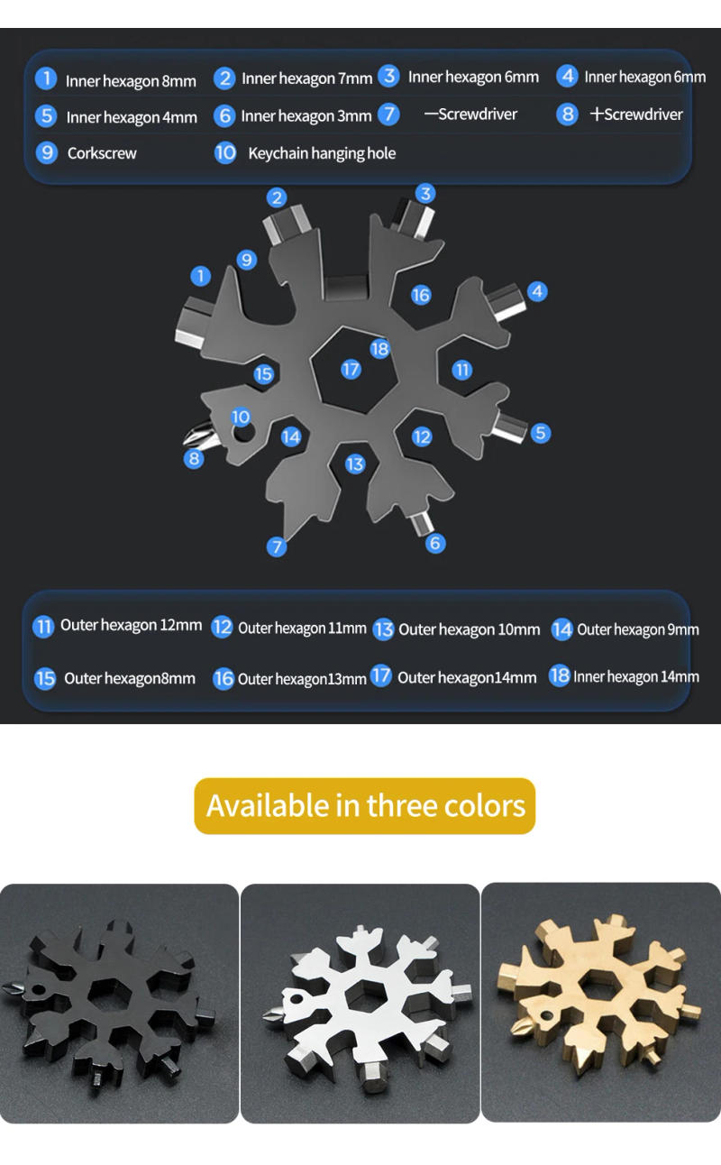 Description Picture 6 of itemHex wrench Multifunctional snow wrench multi-purpose universal tool portable and portable hexagonal carbon steel plate hand