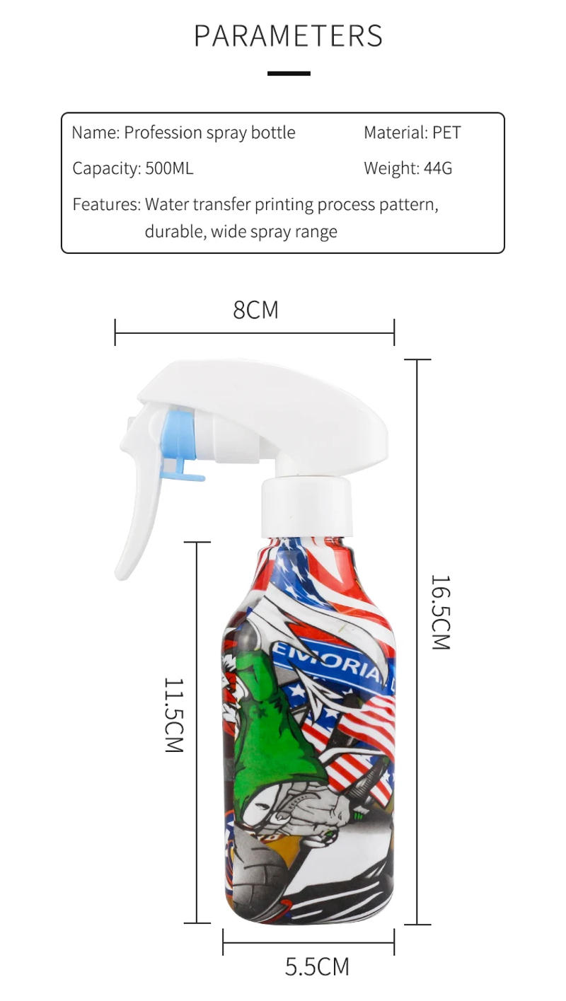 Description Picture 6 of item500ML Trigger Plastic Spray Bottle For Water Barber Haircut Accessories 0.3MM Fine Mist Spray Applicator Bottles With Lock