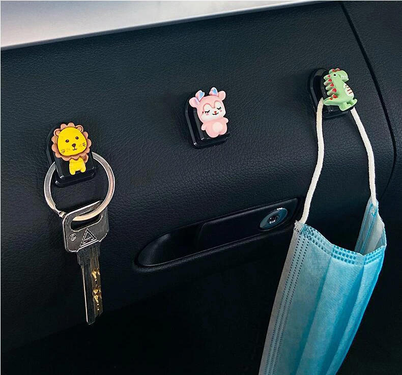 Description Picture 5 of item4PCS Animal Car Hooks Wall-mounted Home Decor Blossom Sundries Holder Hooks Multifunction Masks Keys Organizer Hanger Hangers