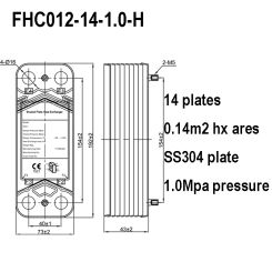 0.14m2 Heat Transfer 14 Plates Heat Exchanger, SUS304 Stainless Steel Chiller