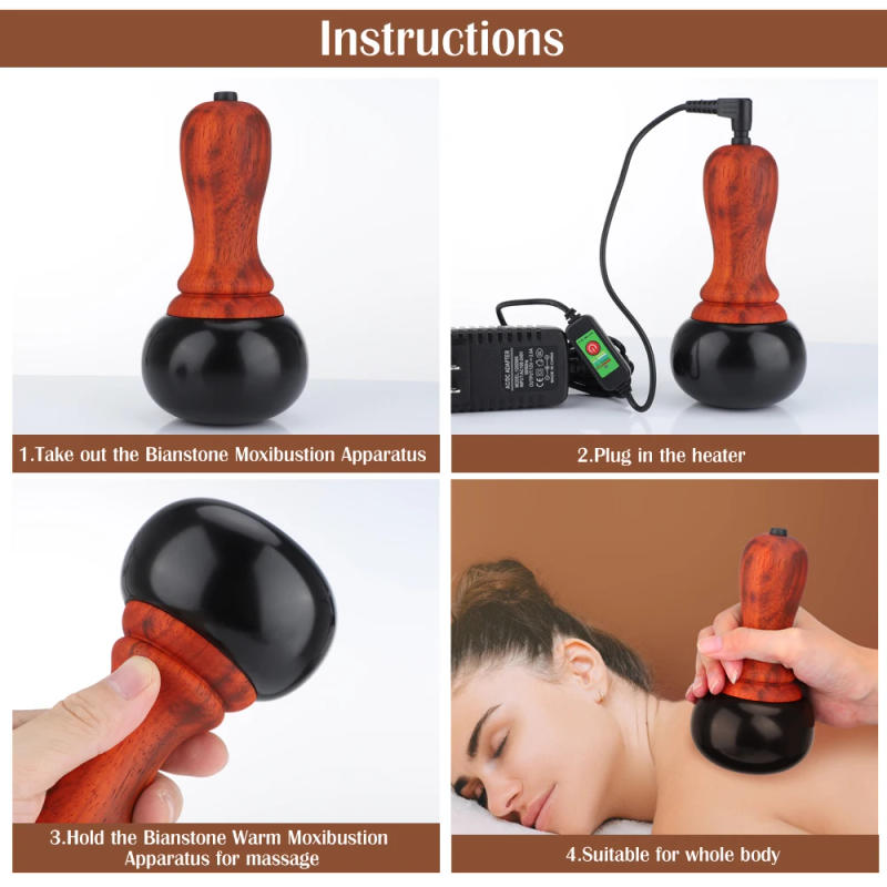 Description Picture 4 of itemHot Stone Scraping Massager Natural Bianstone Scraping Back Neck Face Relaxation Muscles Massage Body Skin Lift Tool Spa